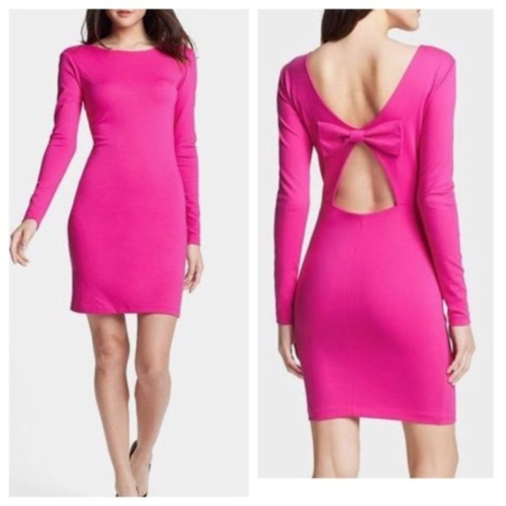 Amanda Uprichard Pink Long Sleeve Dress Back Bow L